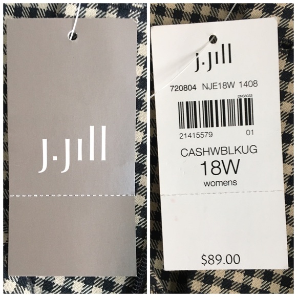 J Jill Plaid Checkered Cotton Ankle Pants Black Brown Size 18 - Picture 10 of 17